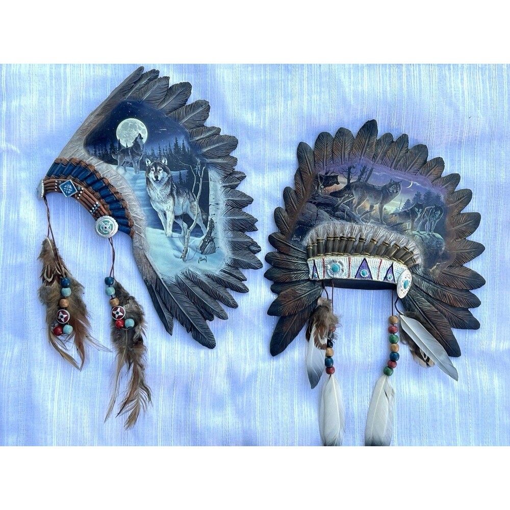 2011 Bradford Exchange Al Agnew Wolf Wall Plaques Sacred Presence Set of 2